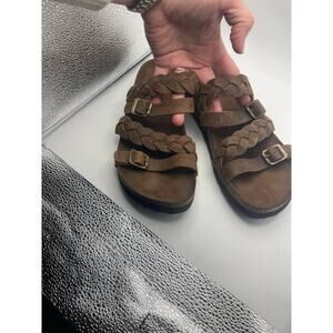 White mountain holland signature comfort brown braided leather footbed Sz 8.5